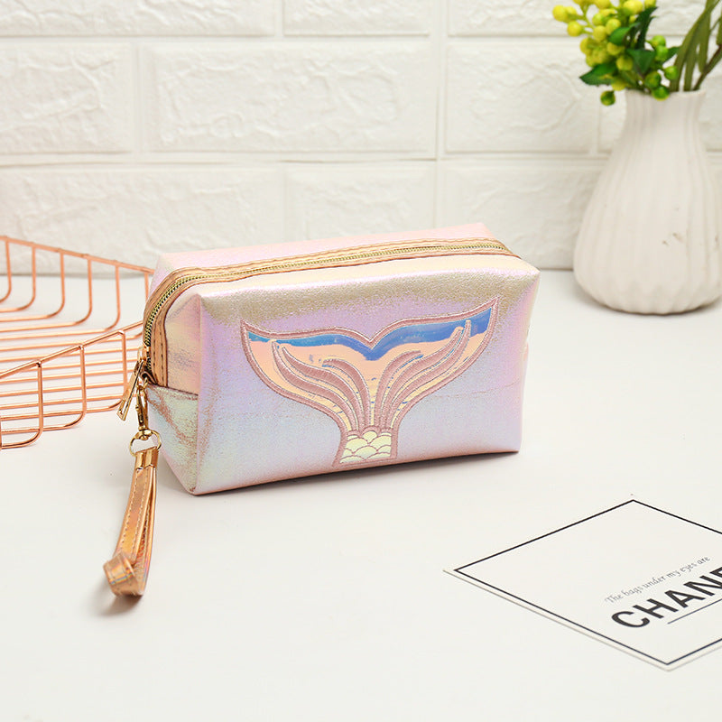 Wholesale New PU Laser Cosmetic Bag Creative Fish Tail Portable Large Capacity Storage Bag